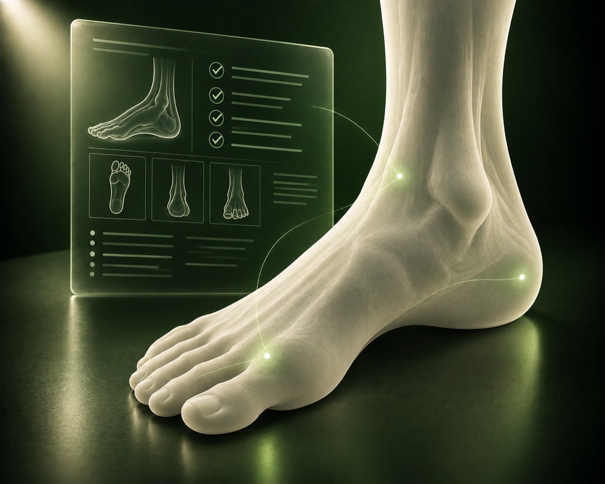 Illustration of a foot beside an assessment chart